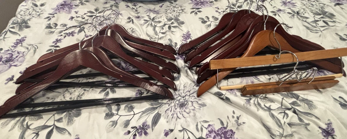 Assorted Wooden Clothing Hangers