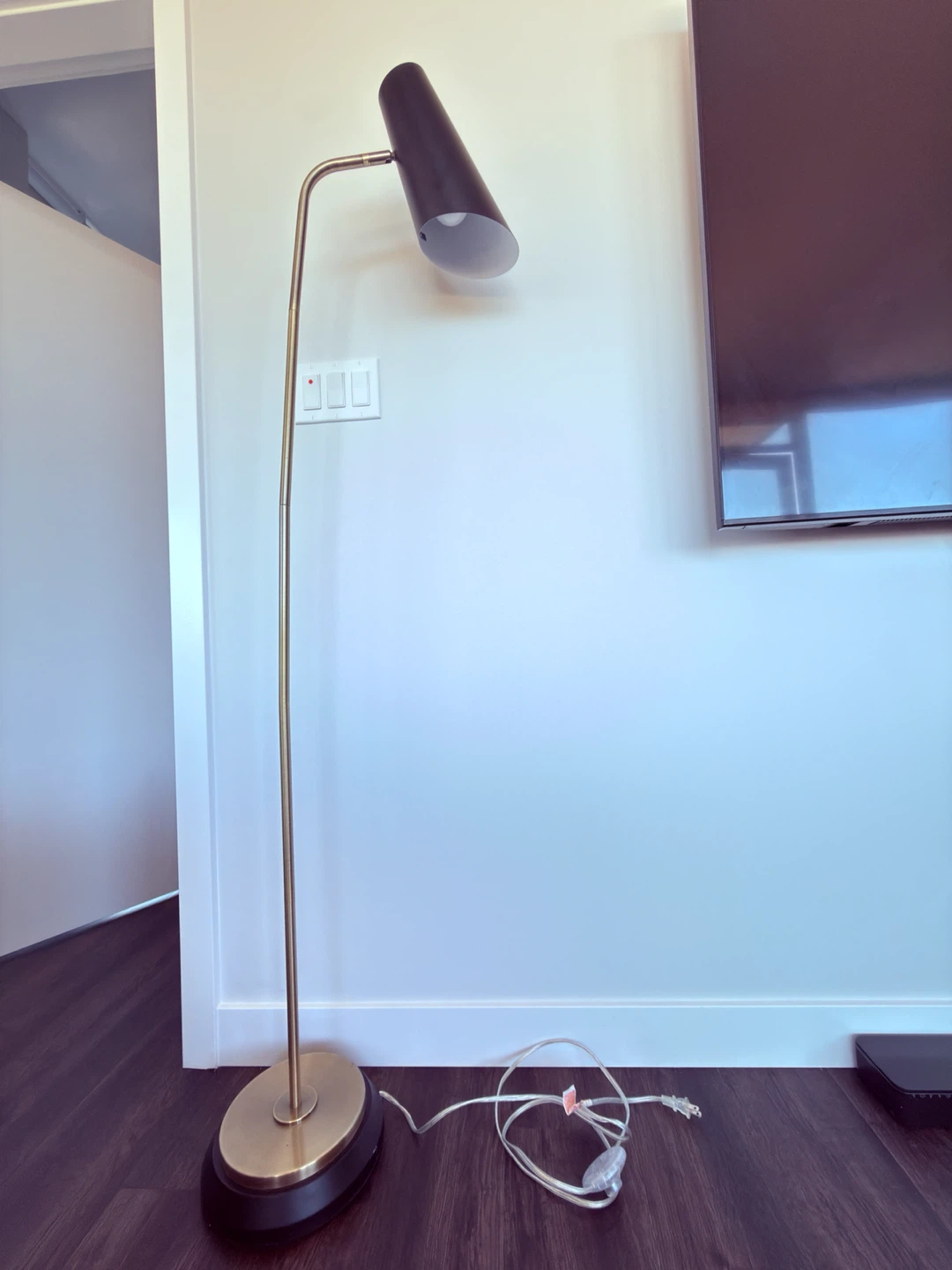 Modern floor lamp with brass finish