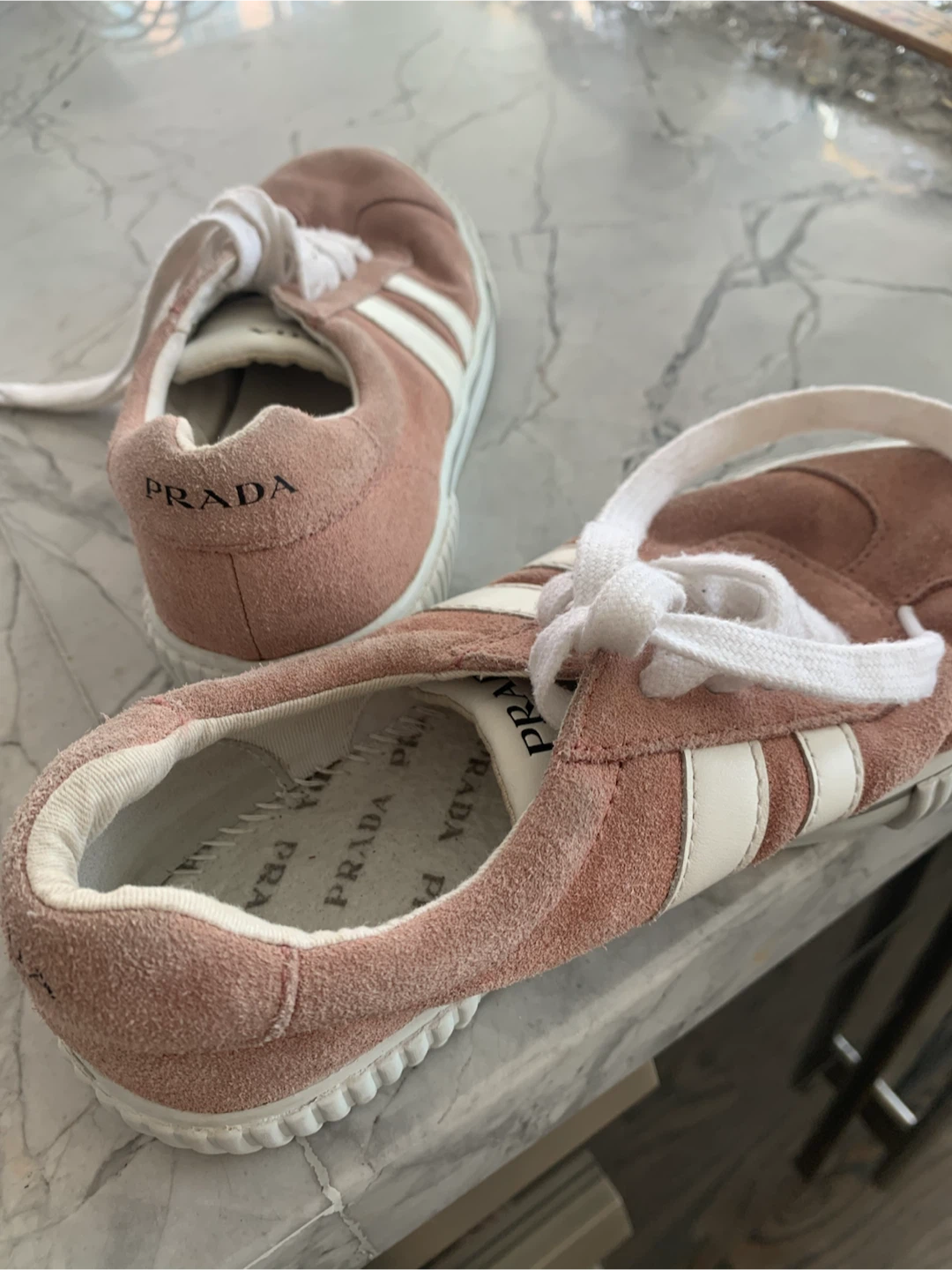 PRADA sneakers pink suede low top Monte Carlo size 12.5 - photo 2