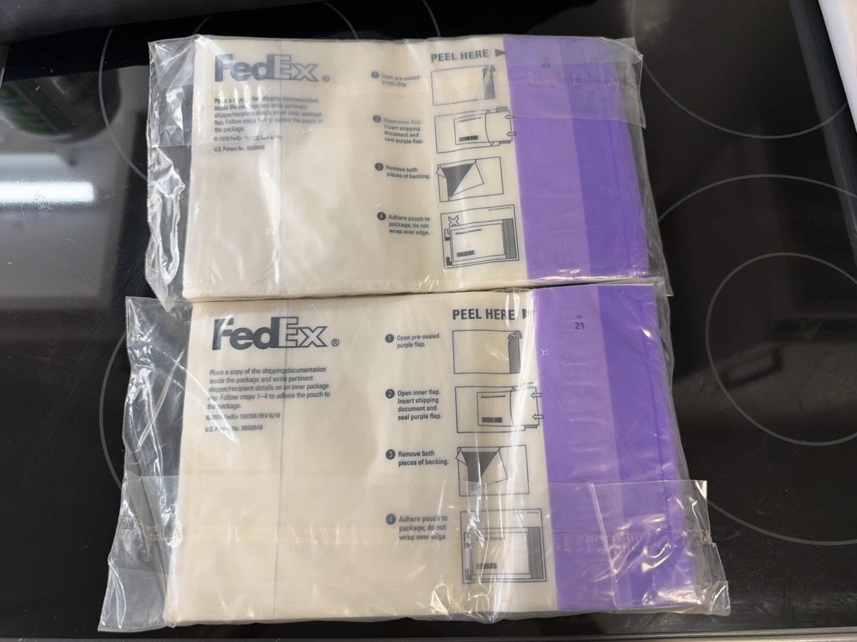2 FedEx adhesive shipping document pouches - 200 total