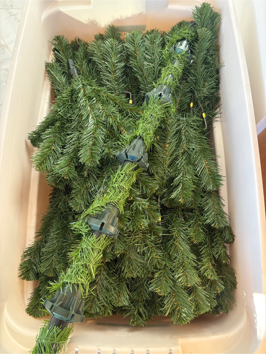 8’ high Artificial Christmas Tree with Rubbermaid Container - photo 2