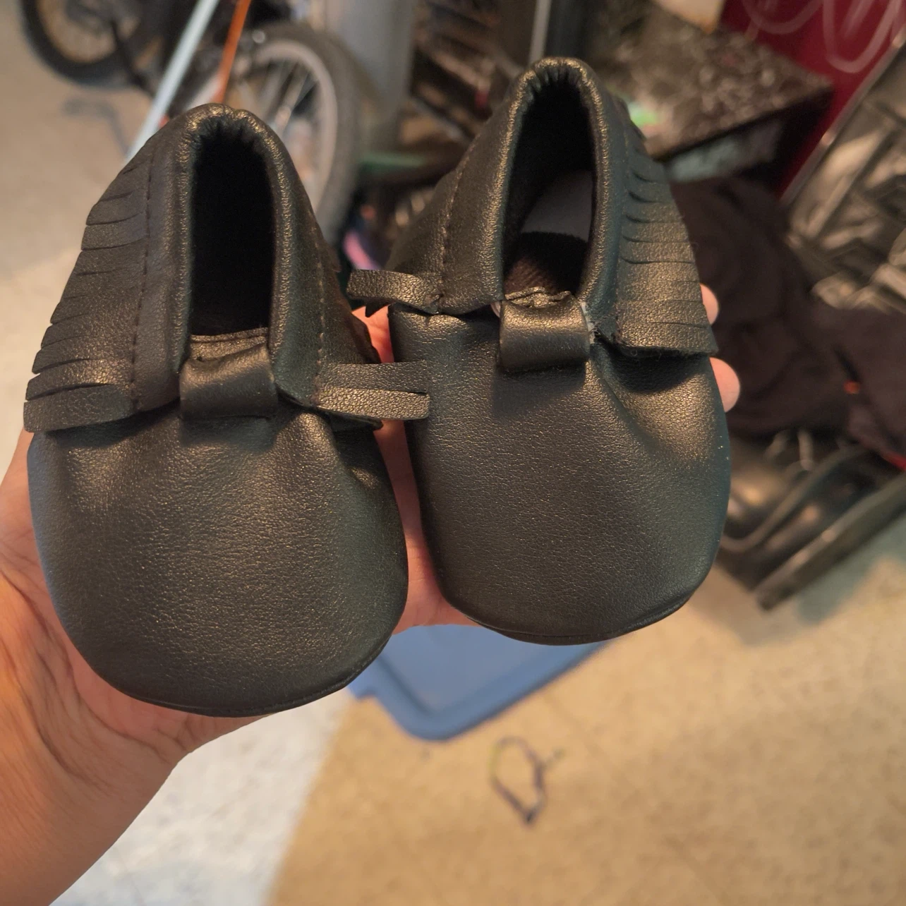 Black Leather Baby Moccasins