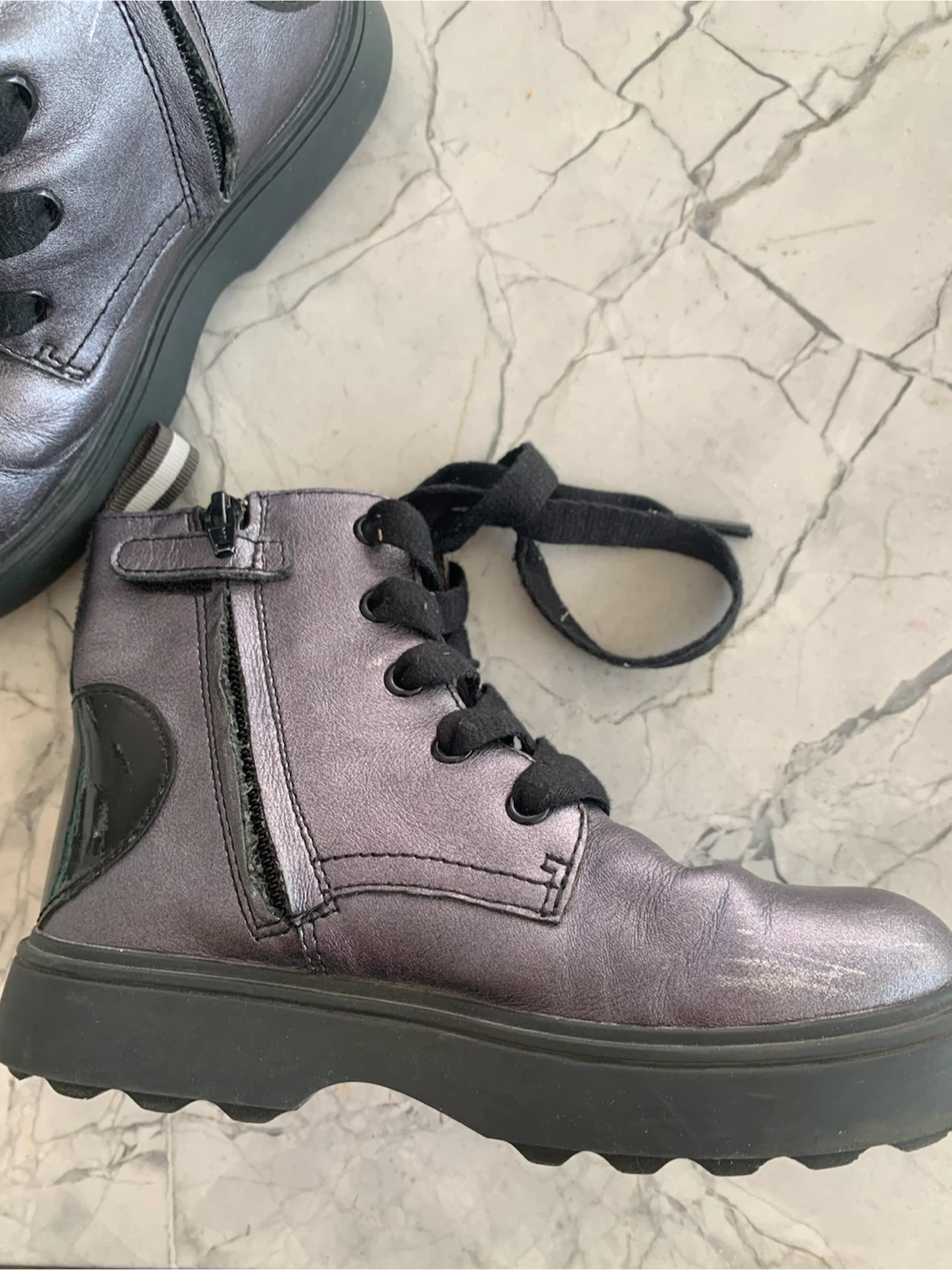 Kids boots camper, leather Norte metallic gray - photo 2