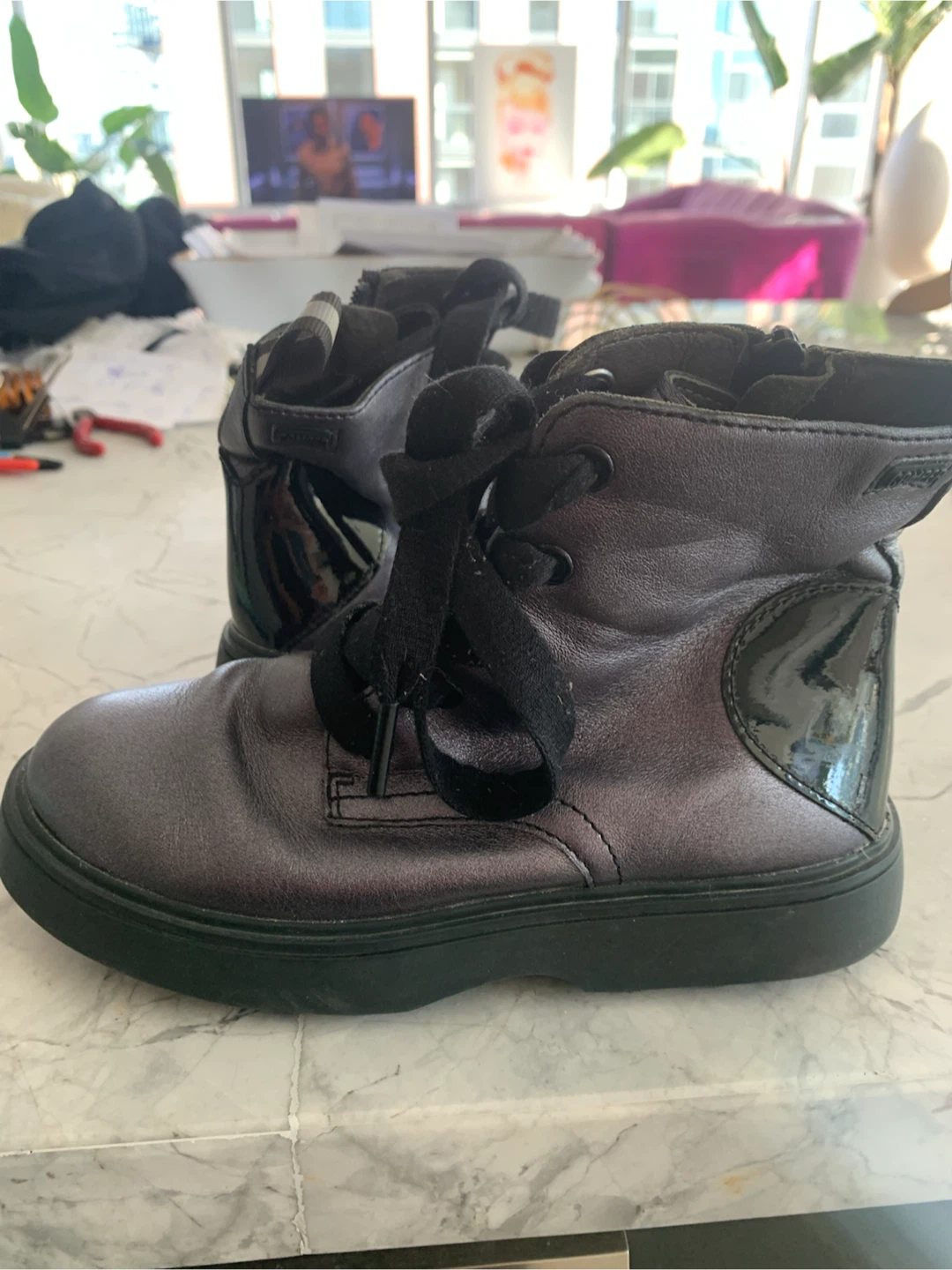 Kids boots camper, leather Norte metallic gray - photo 4