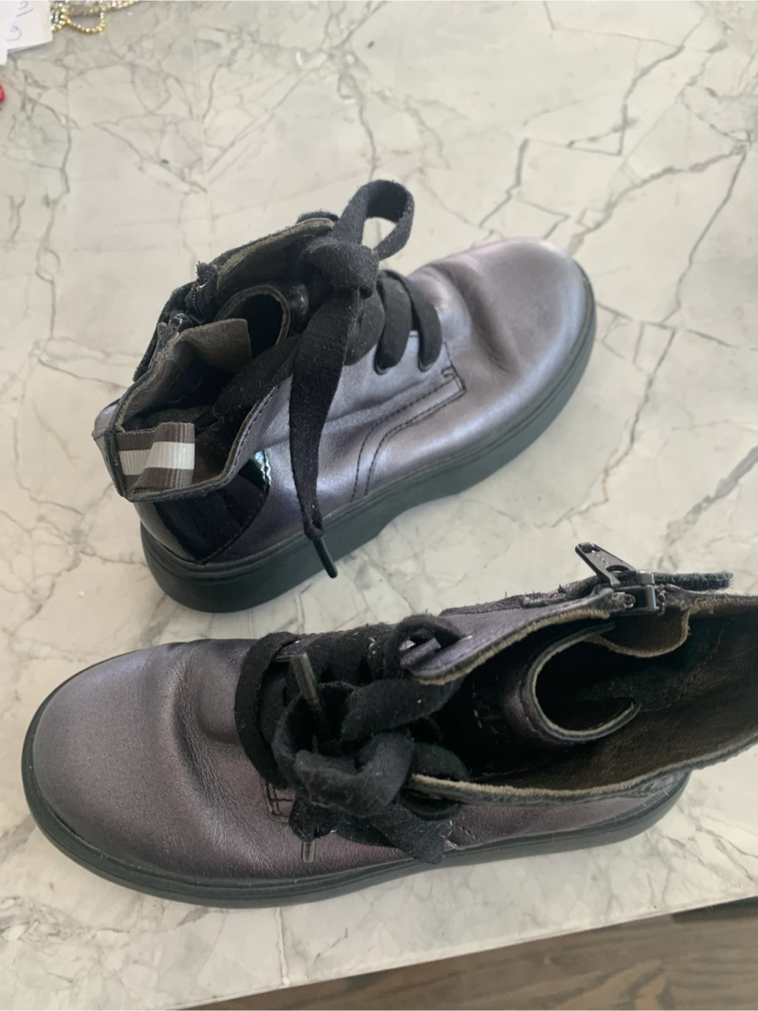 Kids boots camper, leather Norte metallic gray - photo 5