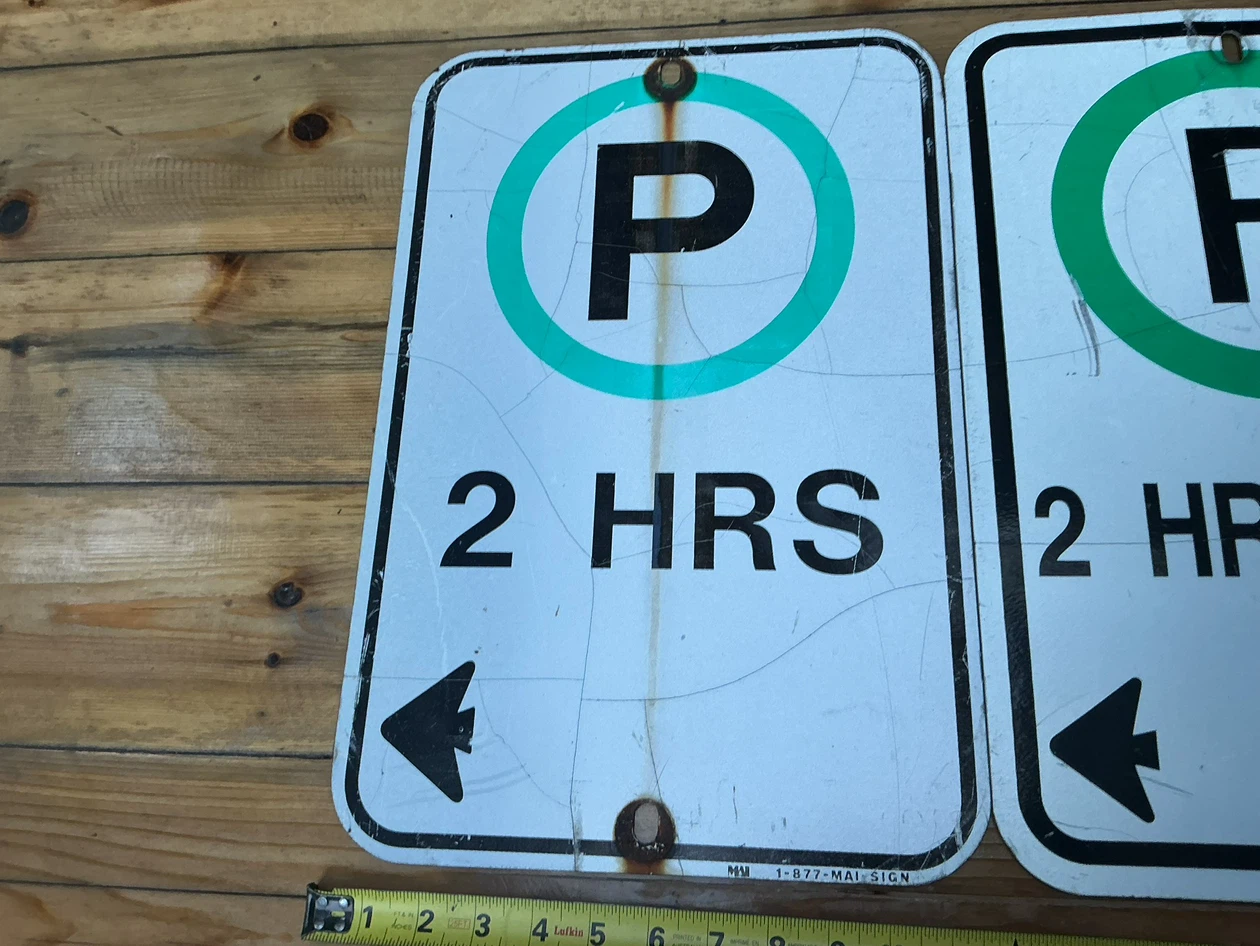 Two Vintage Metal 2 Hour Limit Parking Signs ! - photo 2