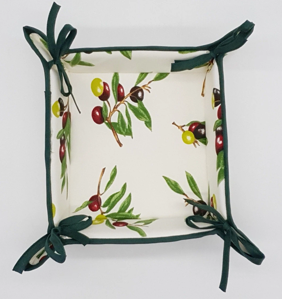 Olive Print Fabric Bread Basket - photo 2