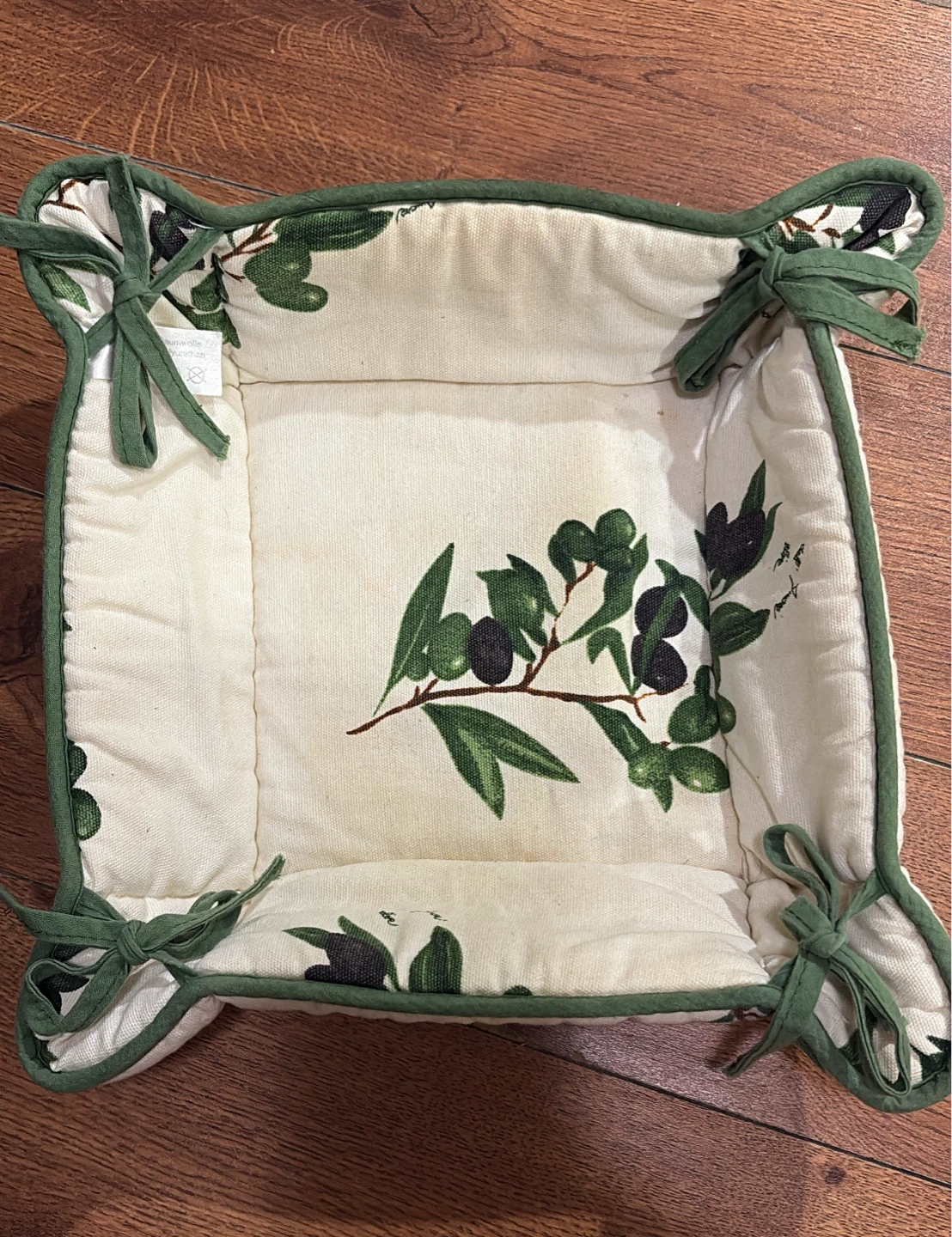 Olive Print Fabric Bread Basket - photo 3
