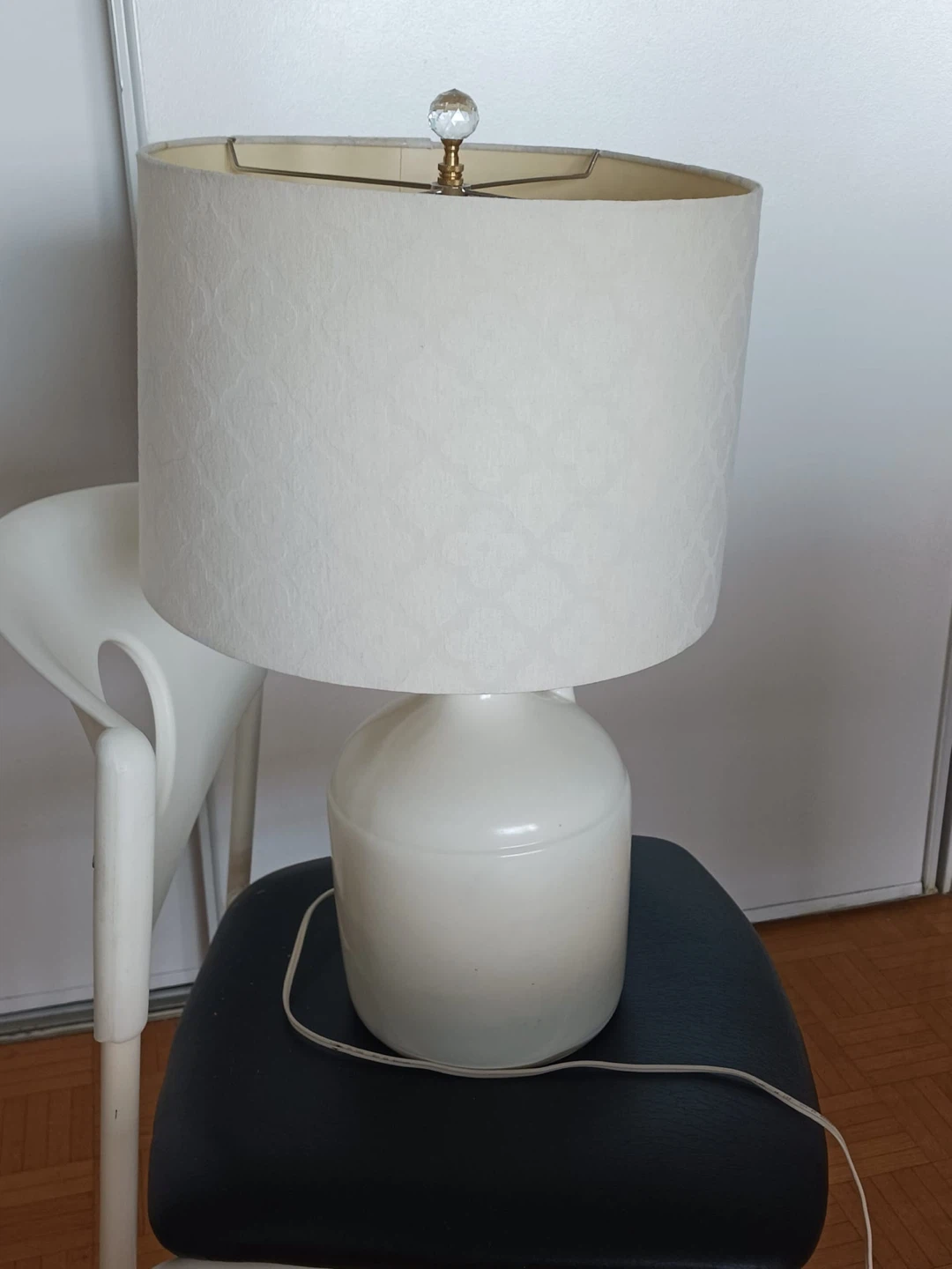 White Table Lamp with Textured Shade
