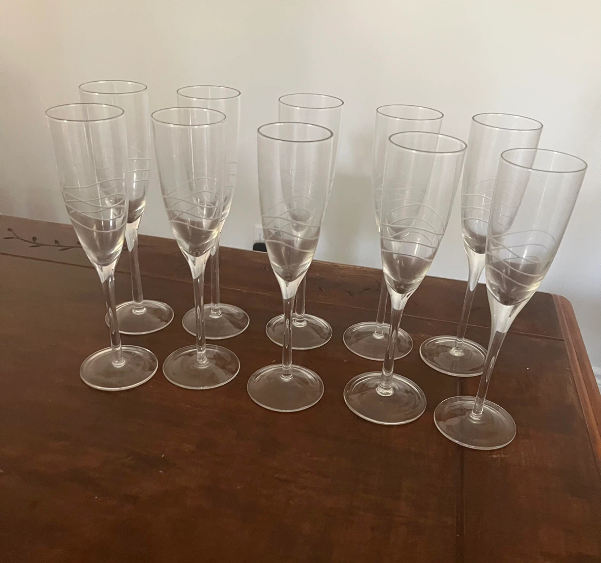 Set of 10!Etched Champagne Flutes