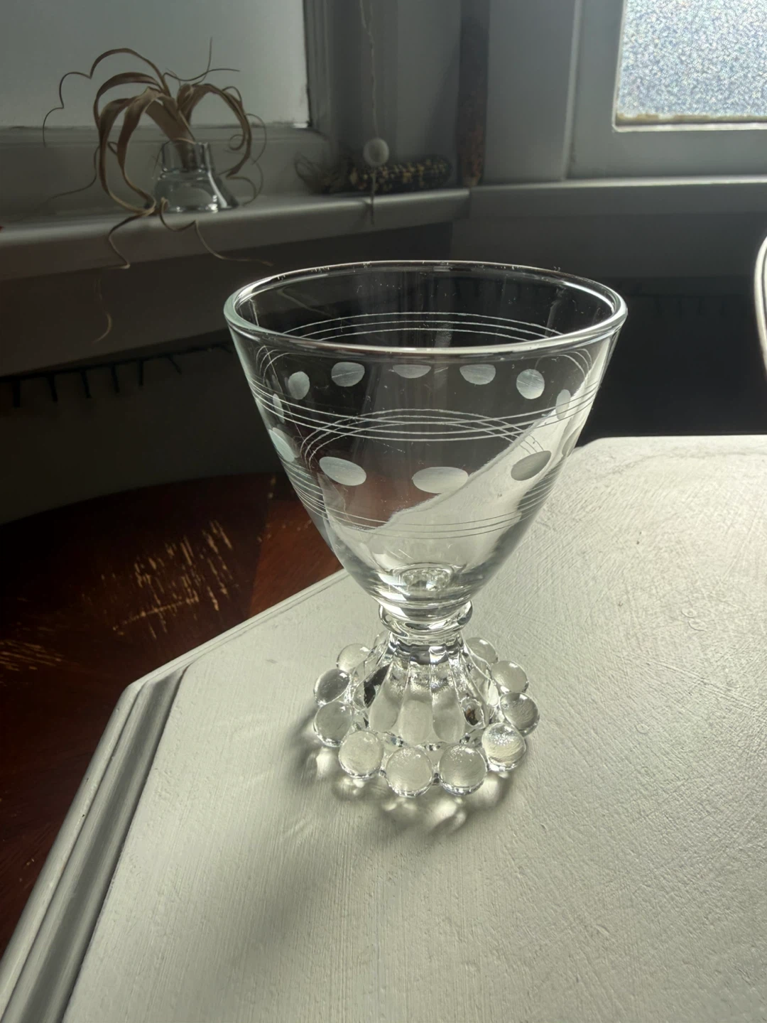 Bubble-footed vintage cocktail glass