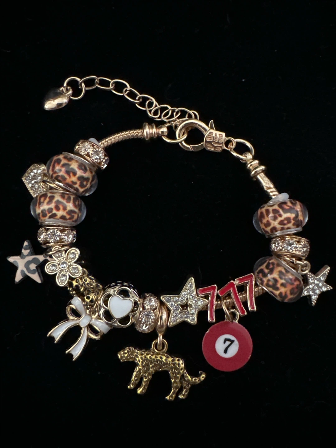 Gold-Tone Charm Bracelet with Animal Print Charms