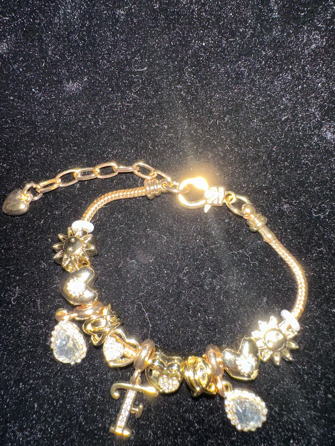 Gold Tone Charm Bracelet with Letter F - photo 2