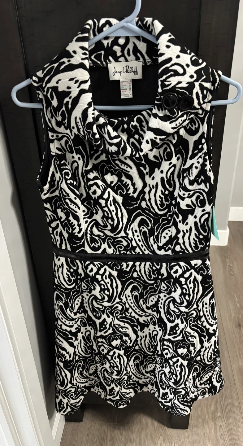 Joseph Ribkoff Black and White Sleeveless Dress Size 6