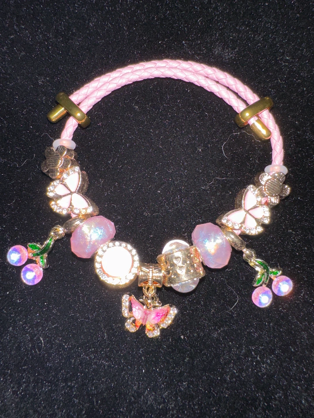Pink Butterfly and Cherry Charm Bracelet - photo 2