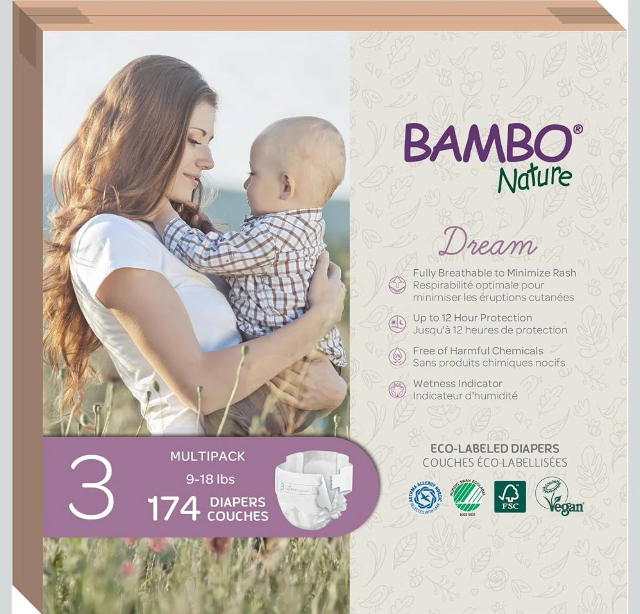 Bambo Nature Size 3 Diapers (174 Count)