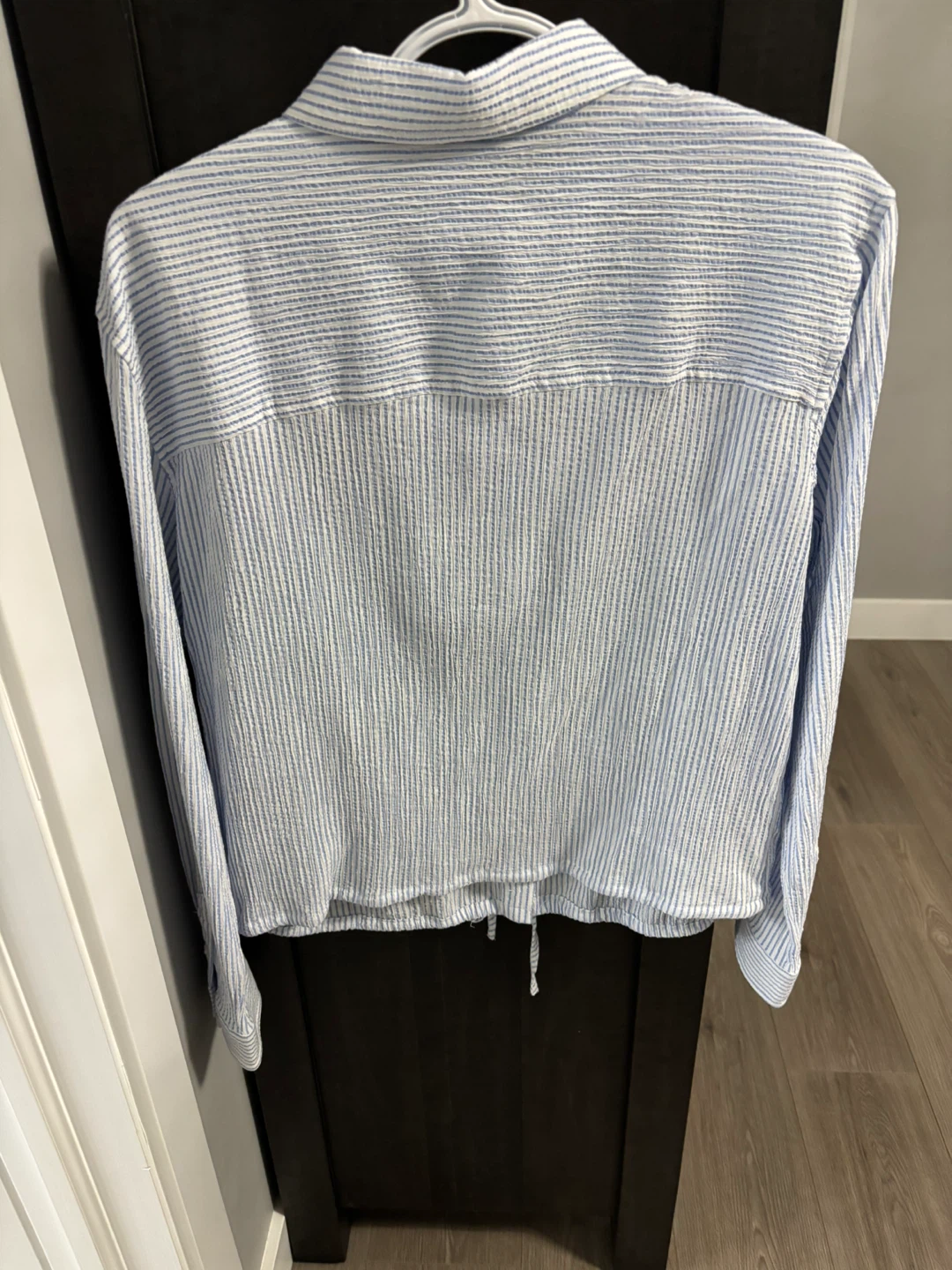 Reitmans Blue and White Striped Long Sleeve Blouse - photo 2