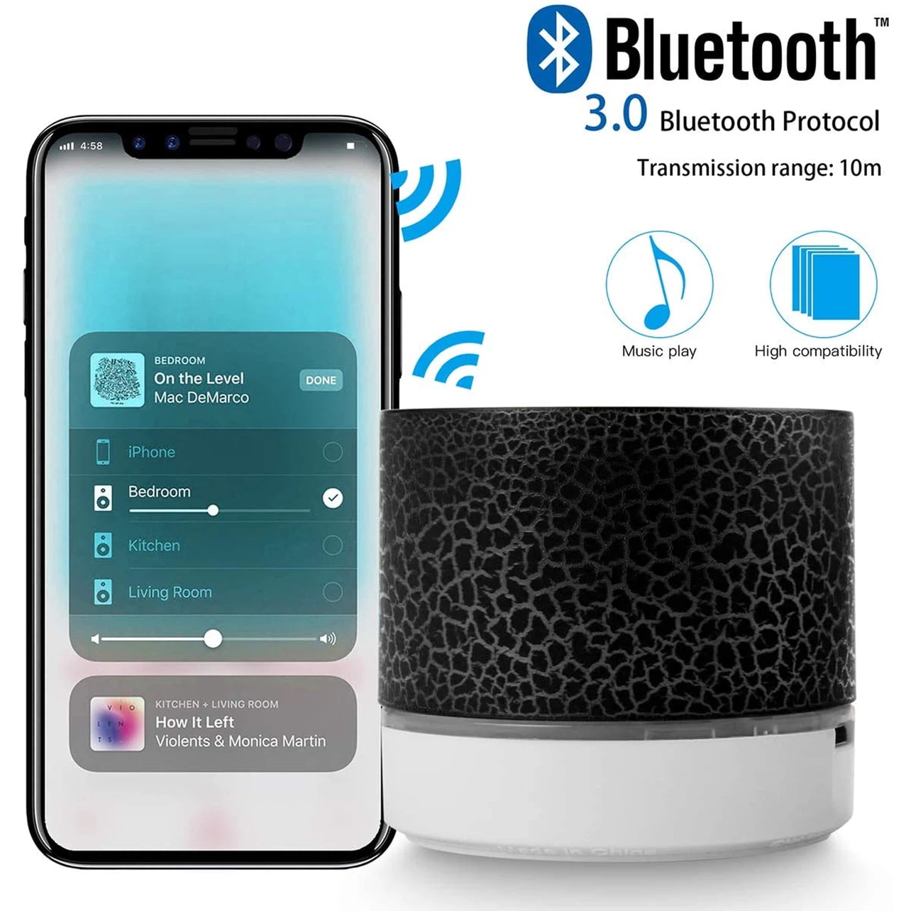 Portable Bluetooth Speaker with LED Light - photo 2