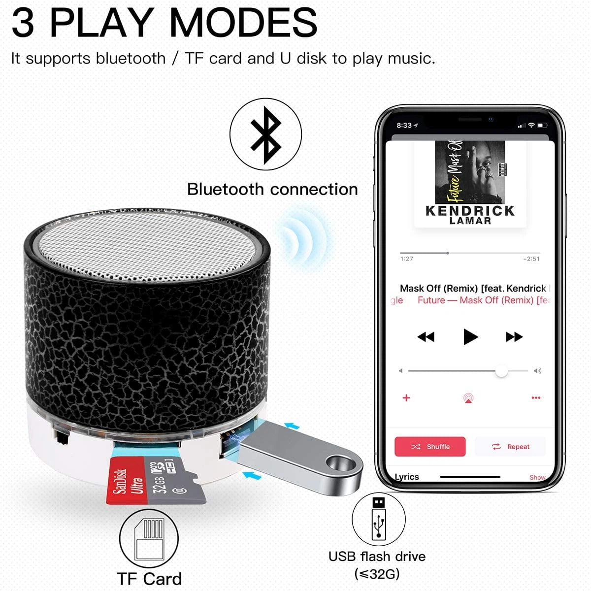 Portable Bluetooth Speaker with LED Light - photo 4