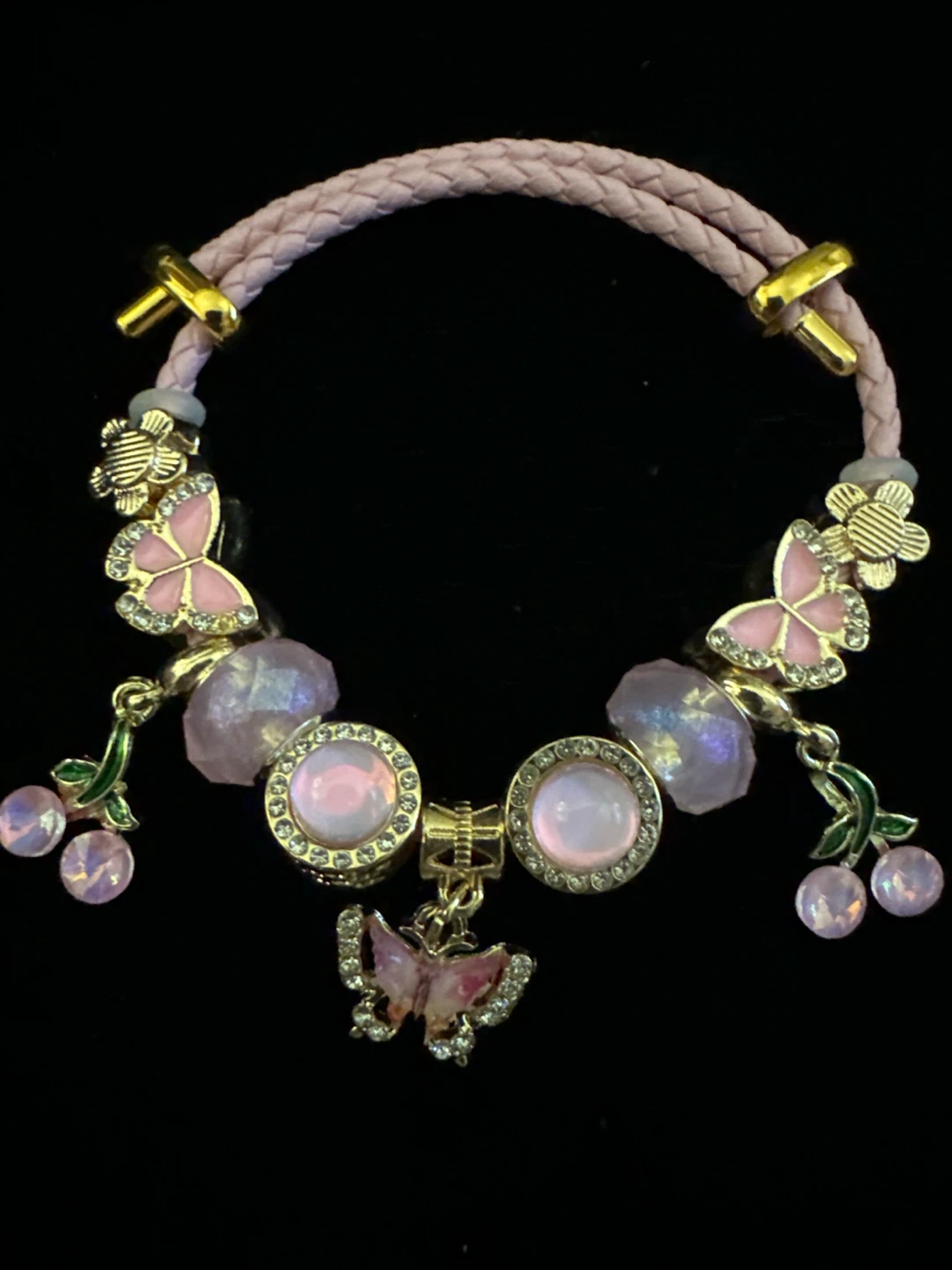 Pink Butterfly and Cherry Charm Bracelet - photo 4