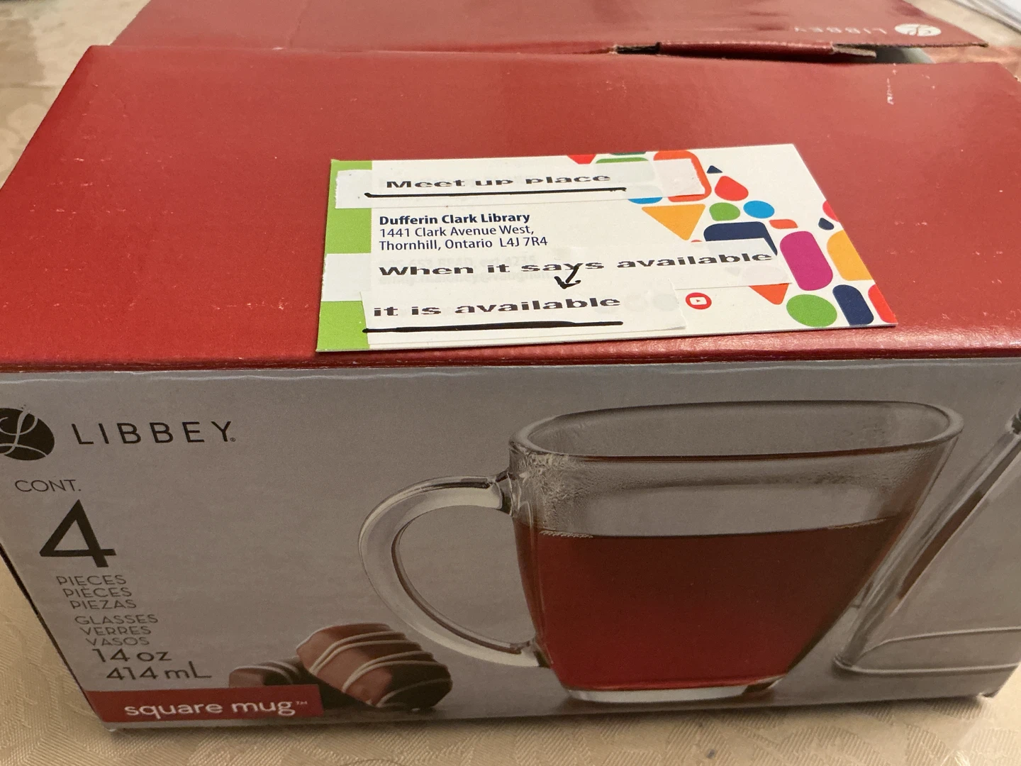 Set of 4 Libbey Square Mugs 414ml
