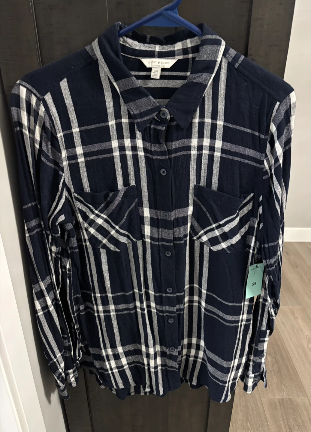 Lucky Brand Navy Plaid Shirt