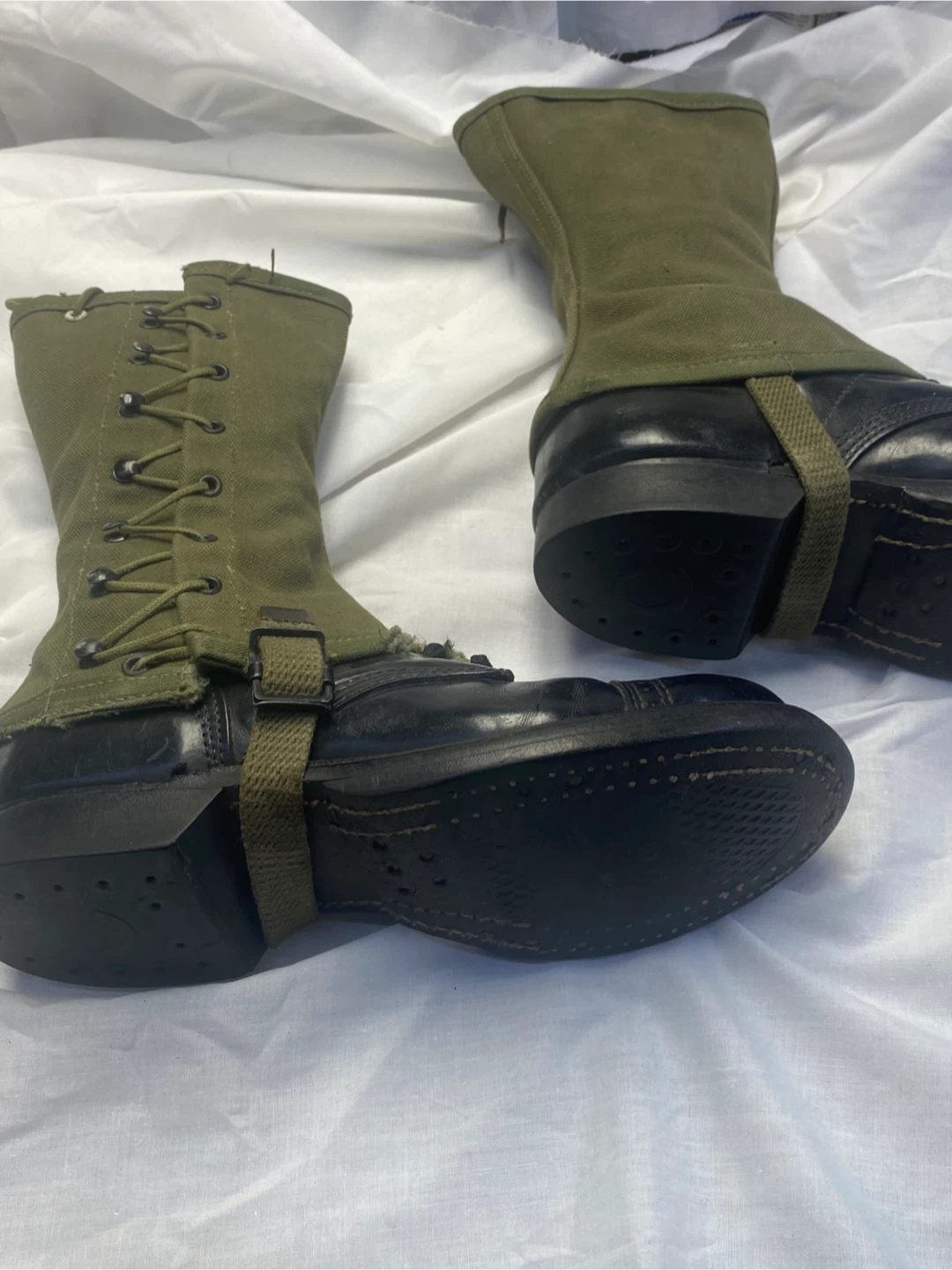 Vintage Military Style Boots with Canvas Gaiters