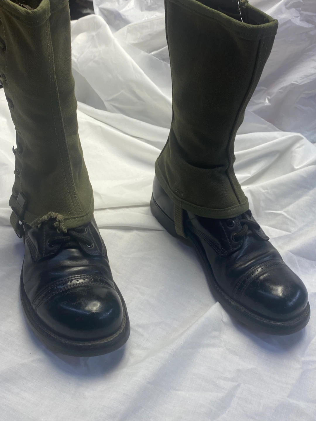 Vintage Military Style Boots with Canvas Gaiters - photo 2