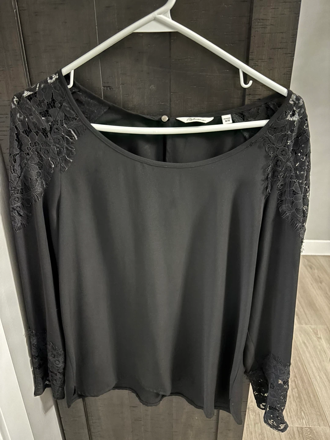 Reitmans Black Lace Detail Long Sleeve Blouse
