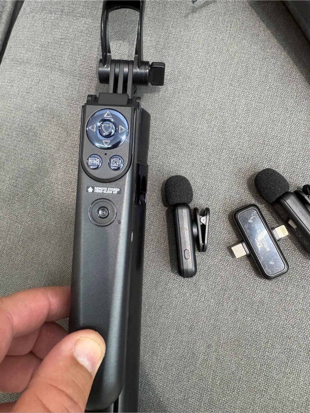 Wireless Microphone and Selfie Stick Tripod