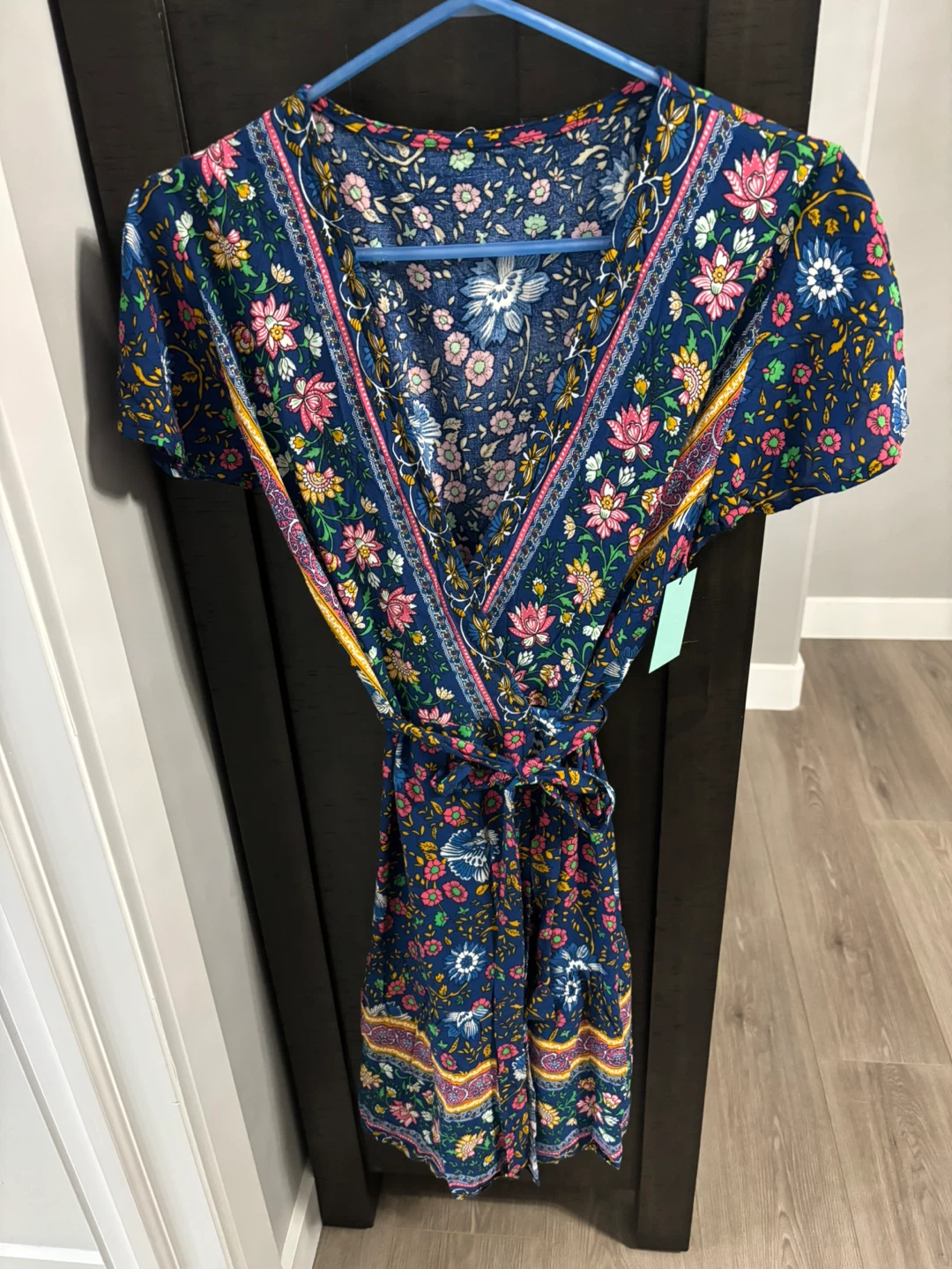 Blue Floral Wrap Dress