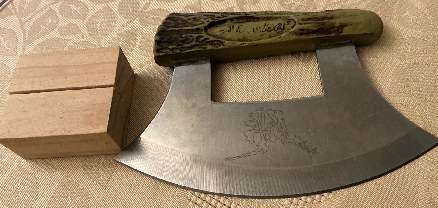 Alaskan Ulu Knife with Cultured Antler Handle