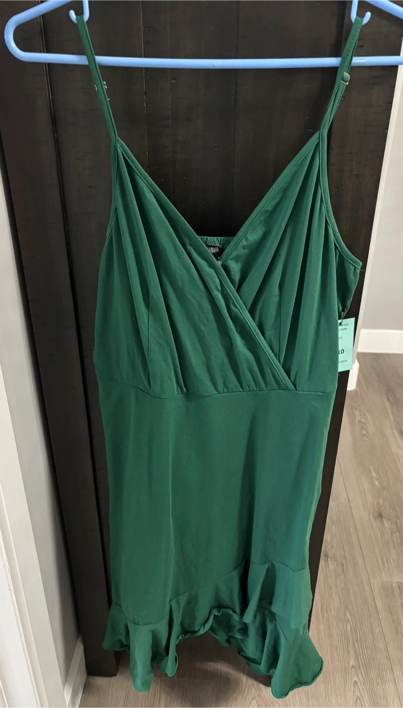 Green Ruffle Hem Dress