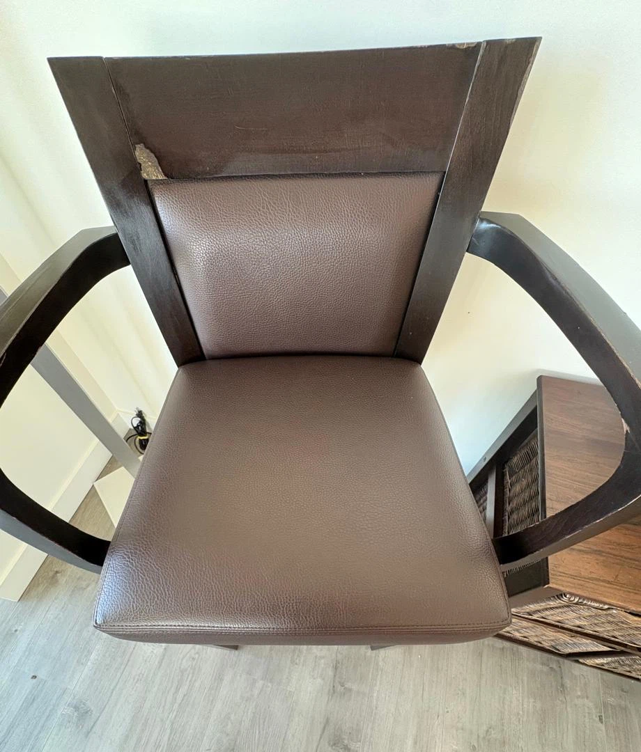 Two dark brown wooden bar stools - photo 2