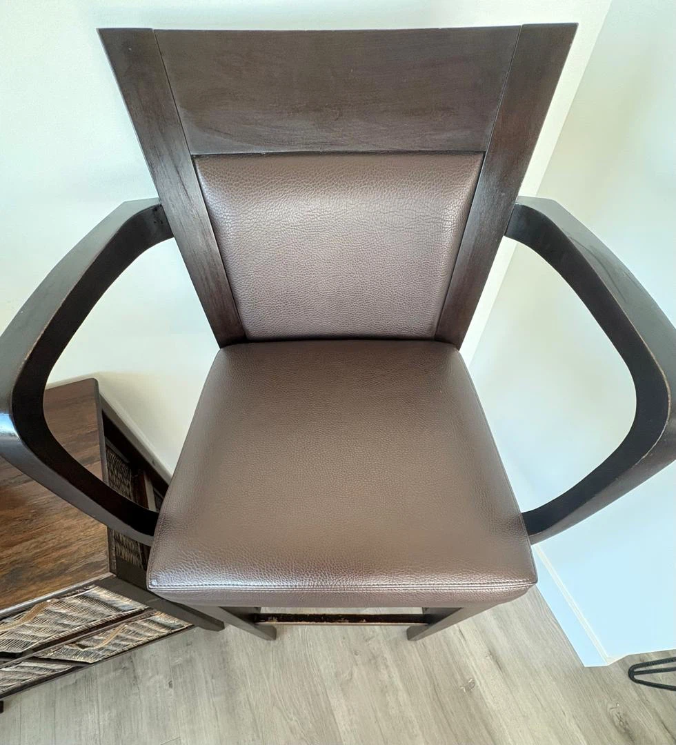 Two dark brown wooden bar stools - photo 3