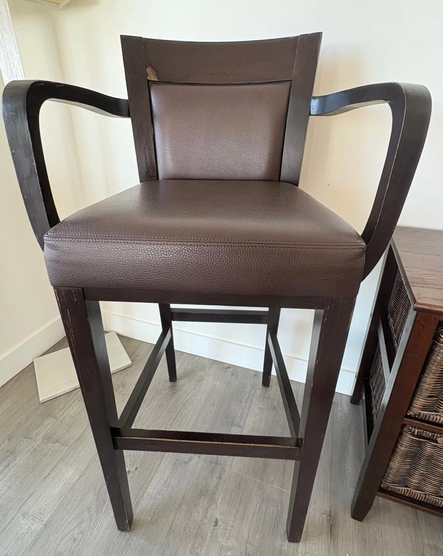 Two dark brown wooden bar stools - photo 5