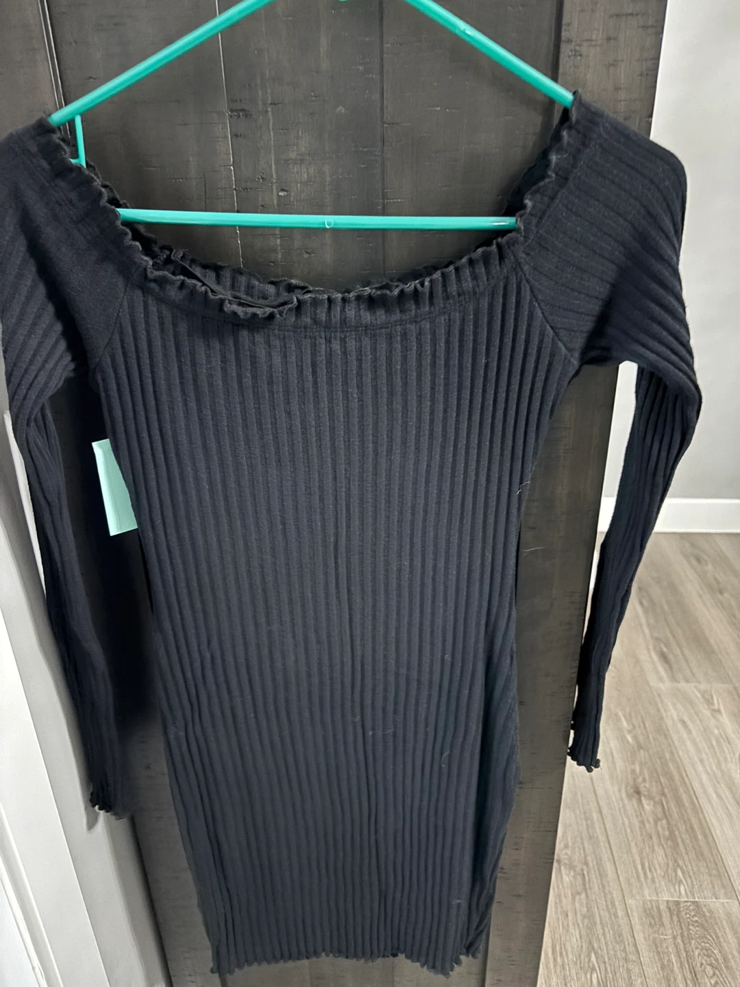 Fashion Nova Black Long Sleeve Ribbed Dress - photo 2