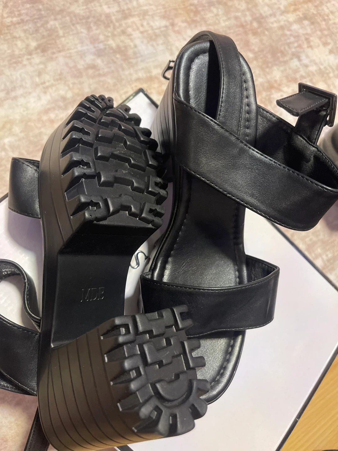 Black MDE Platform Sandals
