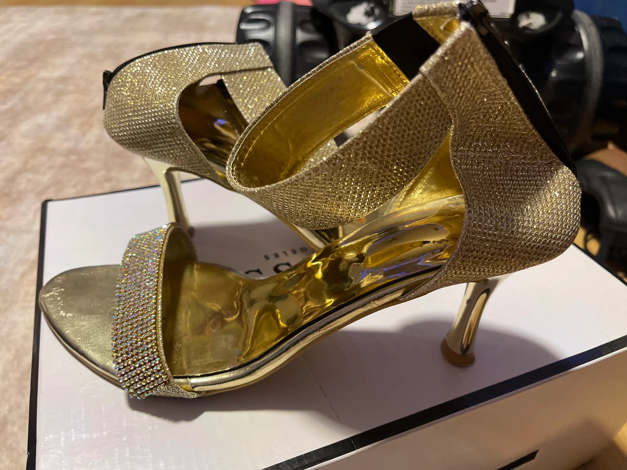 Guess Gold Glitter Stiletto Heels