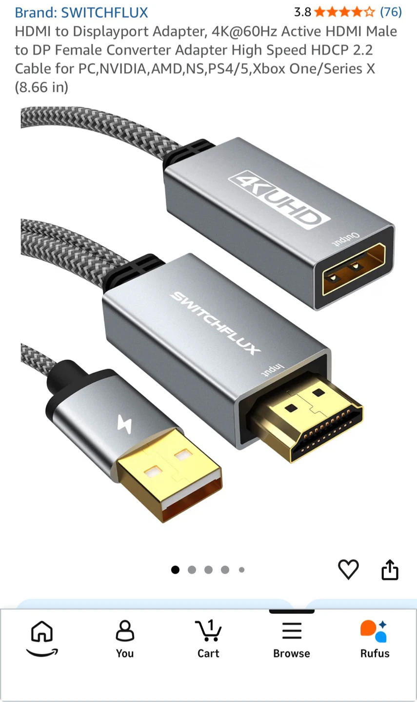 SWITCHFLUX HDMI to DisplayPort Adapter