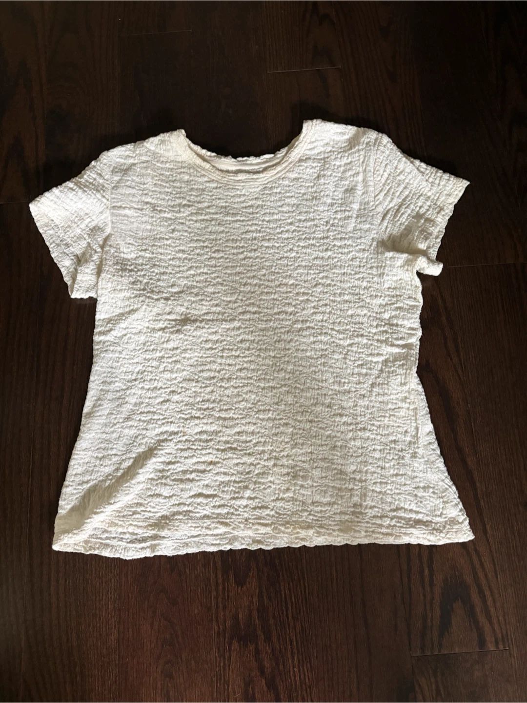 White Textured Short Sleeve T-Shirt