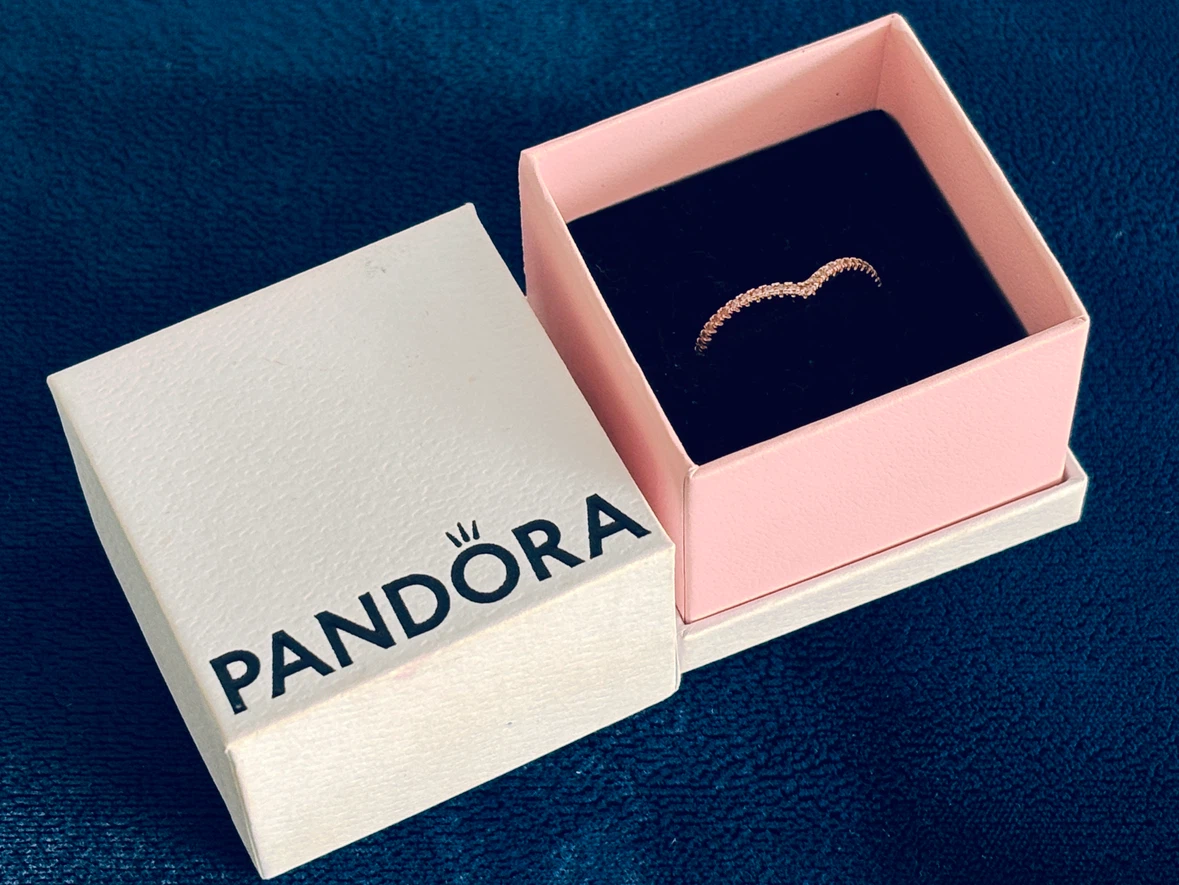 Pandora Wishbone Ring Rose Gold Tone Size 58