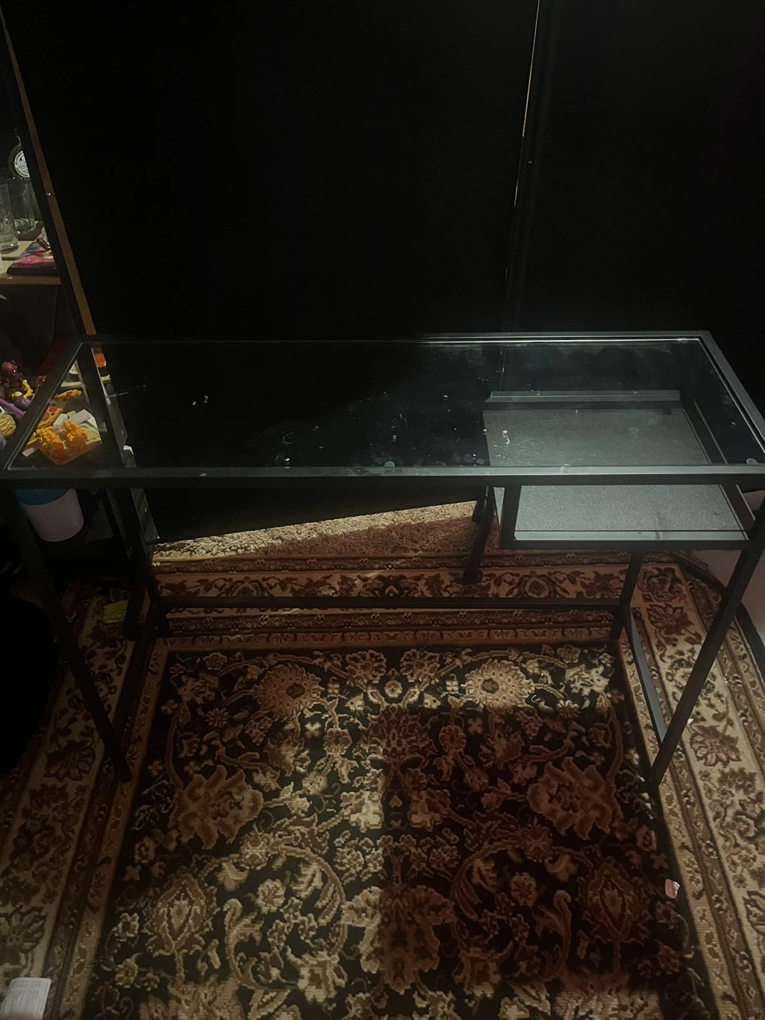 Black Glass Top Metal Desk