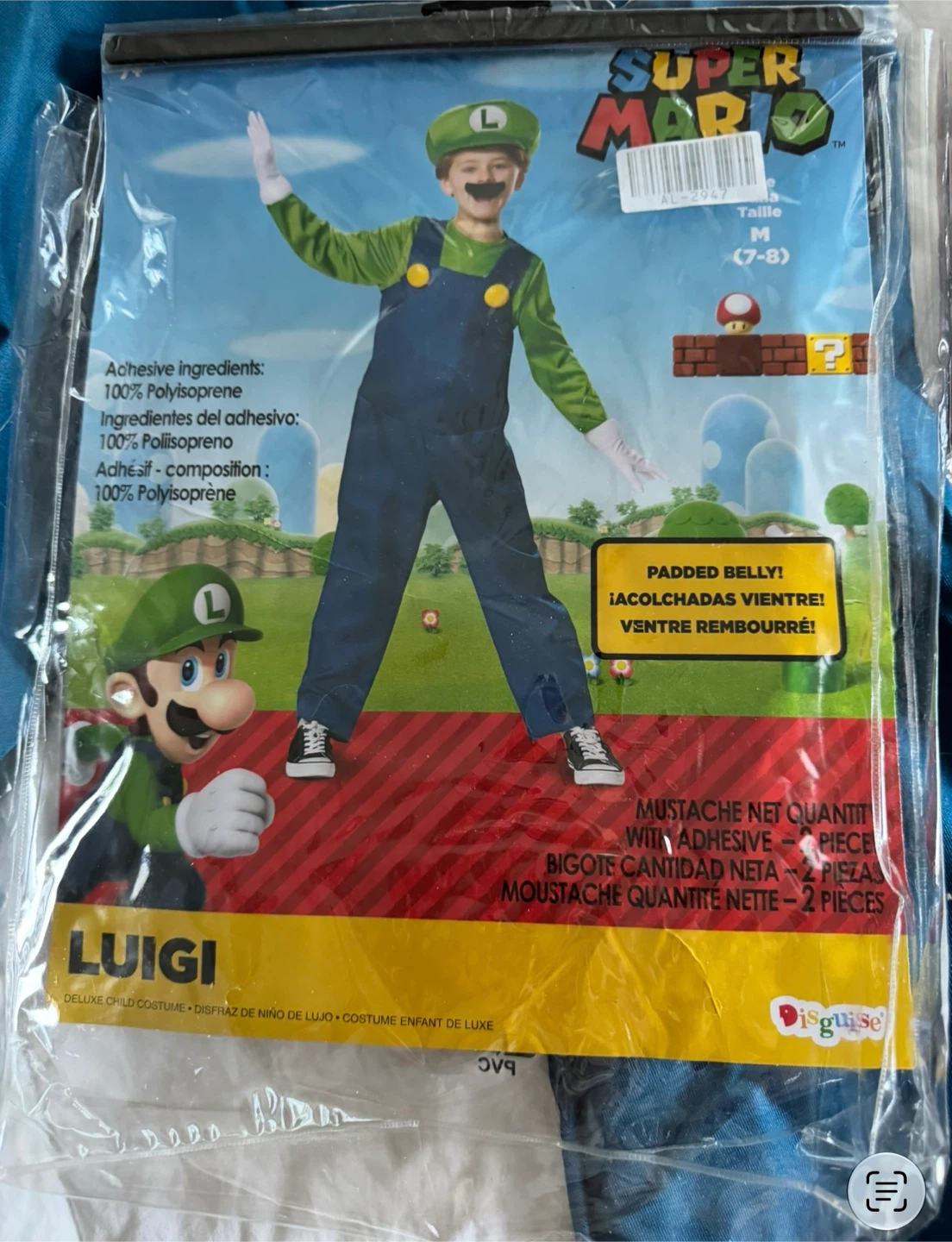 Luigi Costume from Super Mario Brothers kids size Medium / 7-8 - photo 2