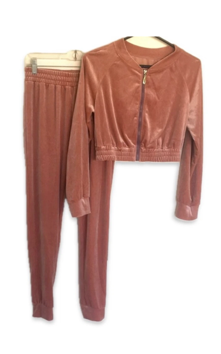 Pink Velour Tracksuit Set