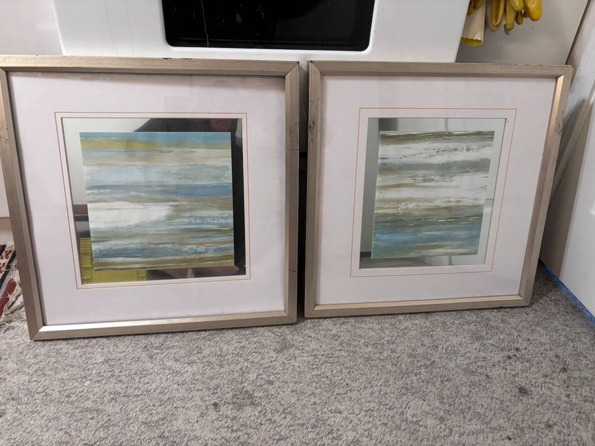 Set of Two Framed Abstract Wall Art Pieces