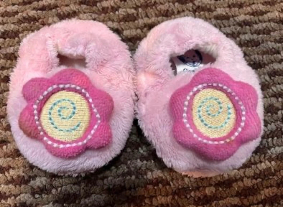 Carter's Baby Pink Flower Slippers ~ Size 0 to 6 months