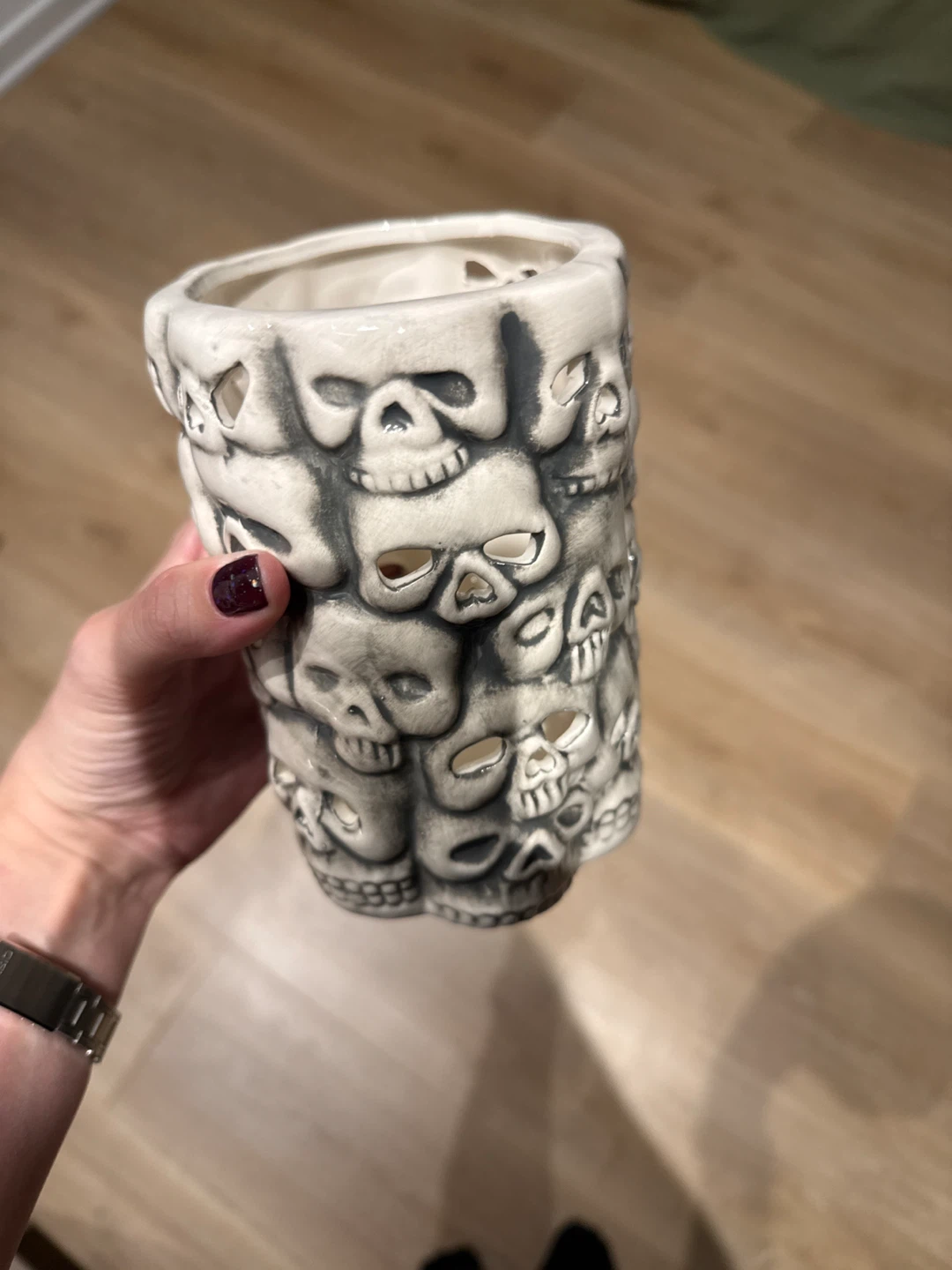 Ceramic Skull Pattern Candle Holder