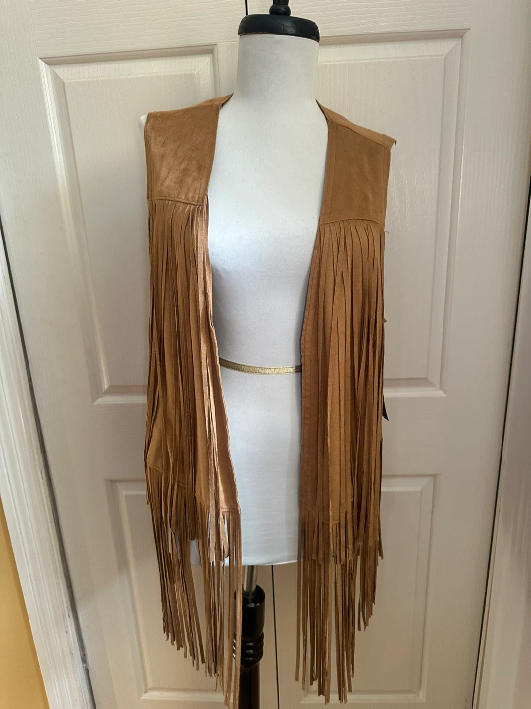 Camel Fringe Vest - Size Large