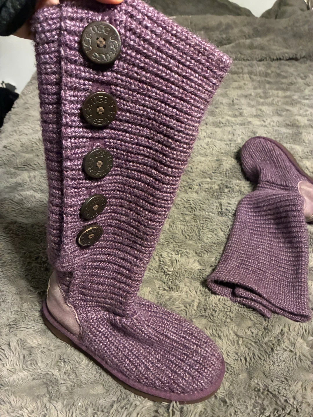UGG Australia Knit Button Boots Purple - photo 3